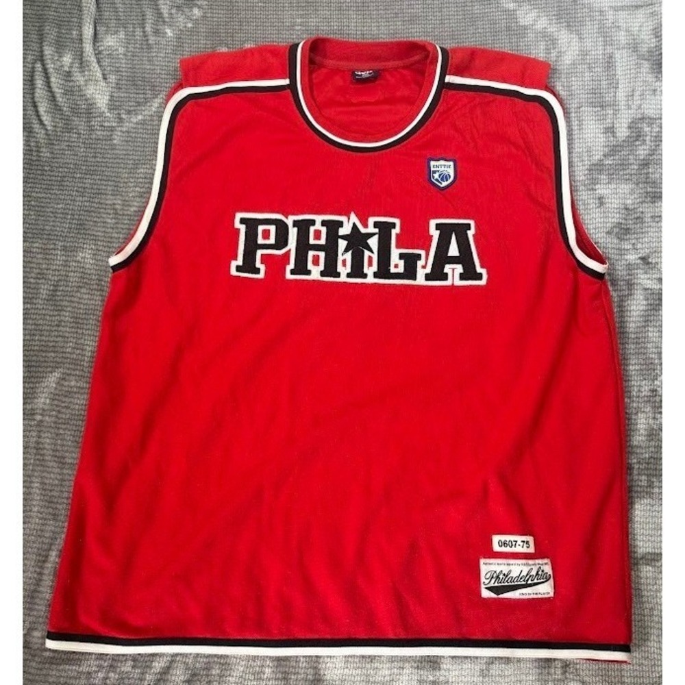 Vintage Philadelphia PHILA Delf Basketball Jersey Red Mens 2XL‎ Sleeveless.